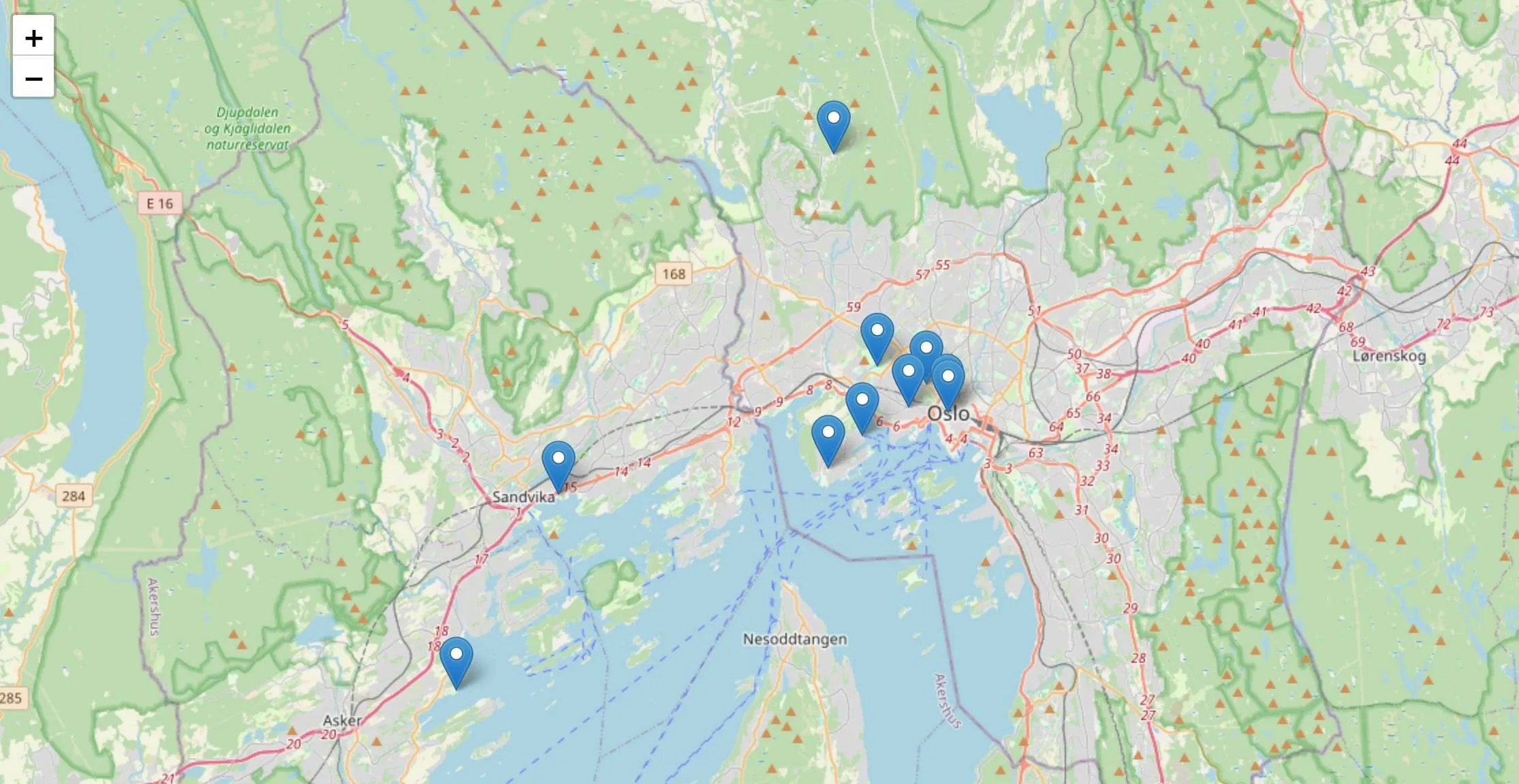 kart over selskapslokaler